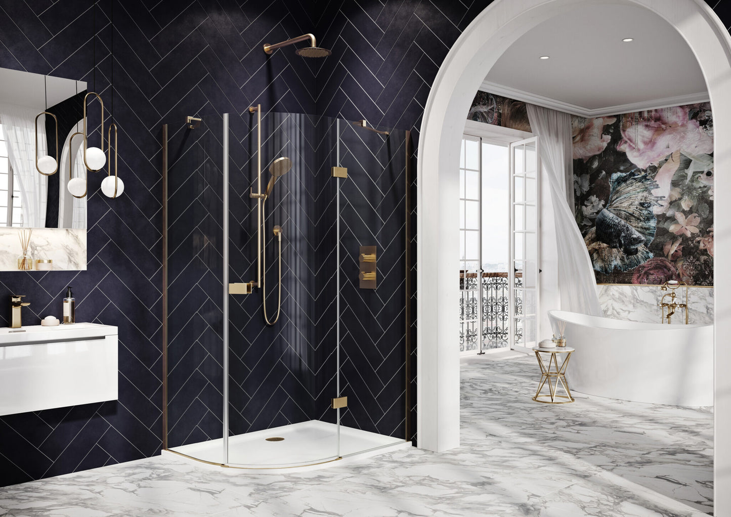 Scudo Athena Hinged Offset Quadrant 6mm Brushed Brass