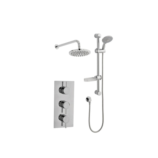 Plan Options 5 Triple Thermostatic Concealed Shower with Adjustable Slide Rail Kit and Overhead Drencher