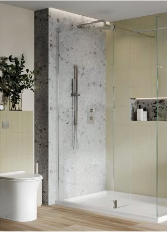 Scudo Forte Wetrooms Clear Glass Hinged Flipper Panel