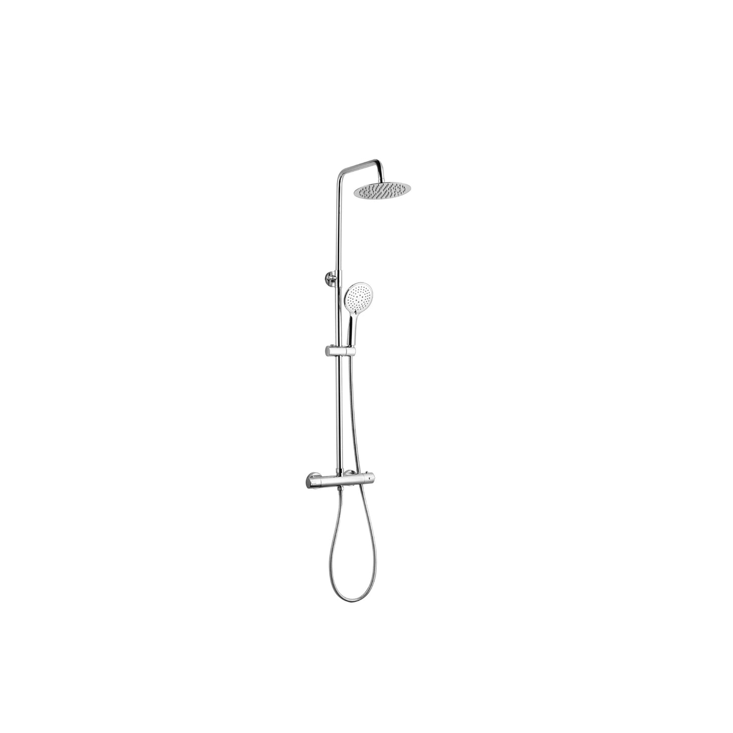 Plan Option 7 Thermostatic Exposed Bar Shower with Ultra Slim Stainless Steel Overhead Drencher and Sliding Handset