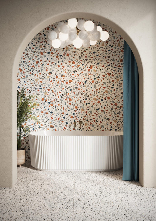 Scudo Labrynth Fluted Back To Wall Bath