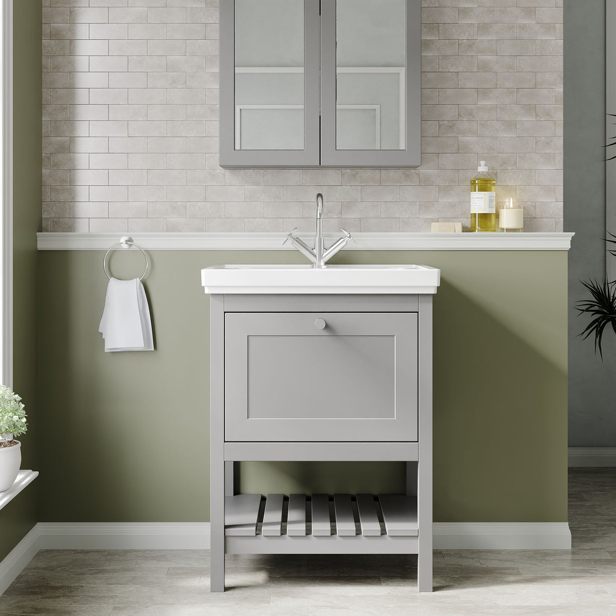 Hudson Reed Old London Bexley 500/600/800mm 1 Drawer Floor Standing Vanity Unit & Basin
