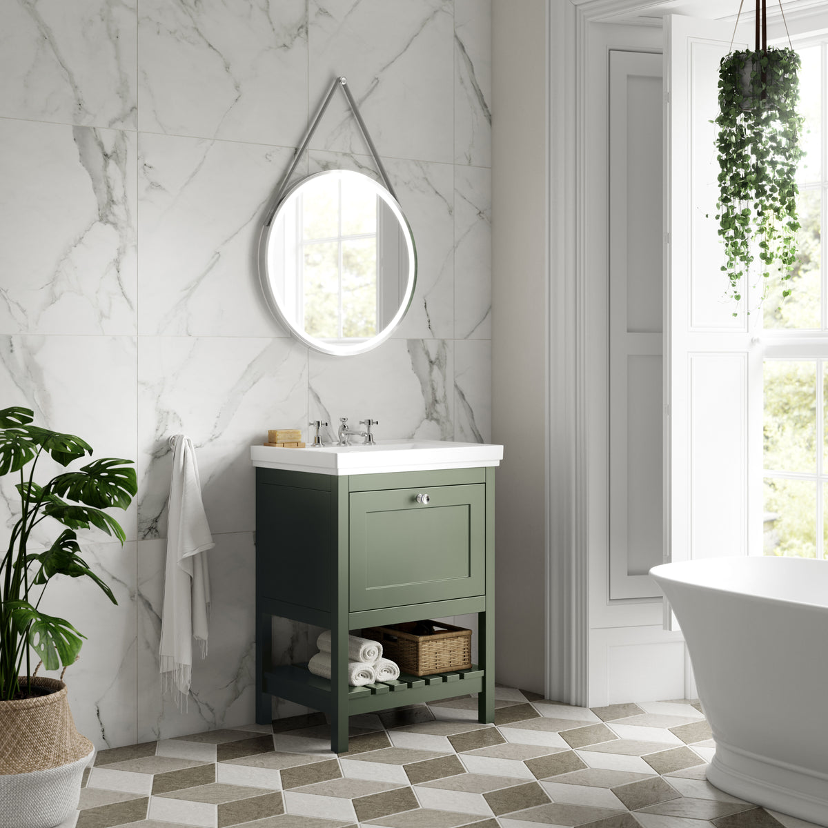 Hudson Reed Old London Bexley 500/600/800mm 1 Drawer Floor Standing Vanity Unit & Basin
