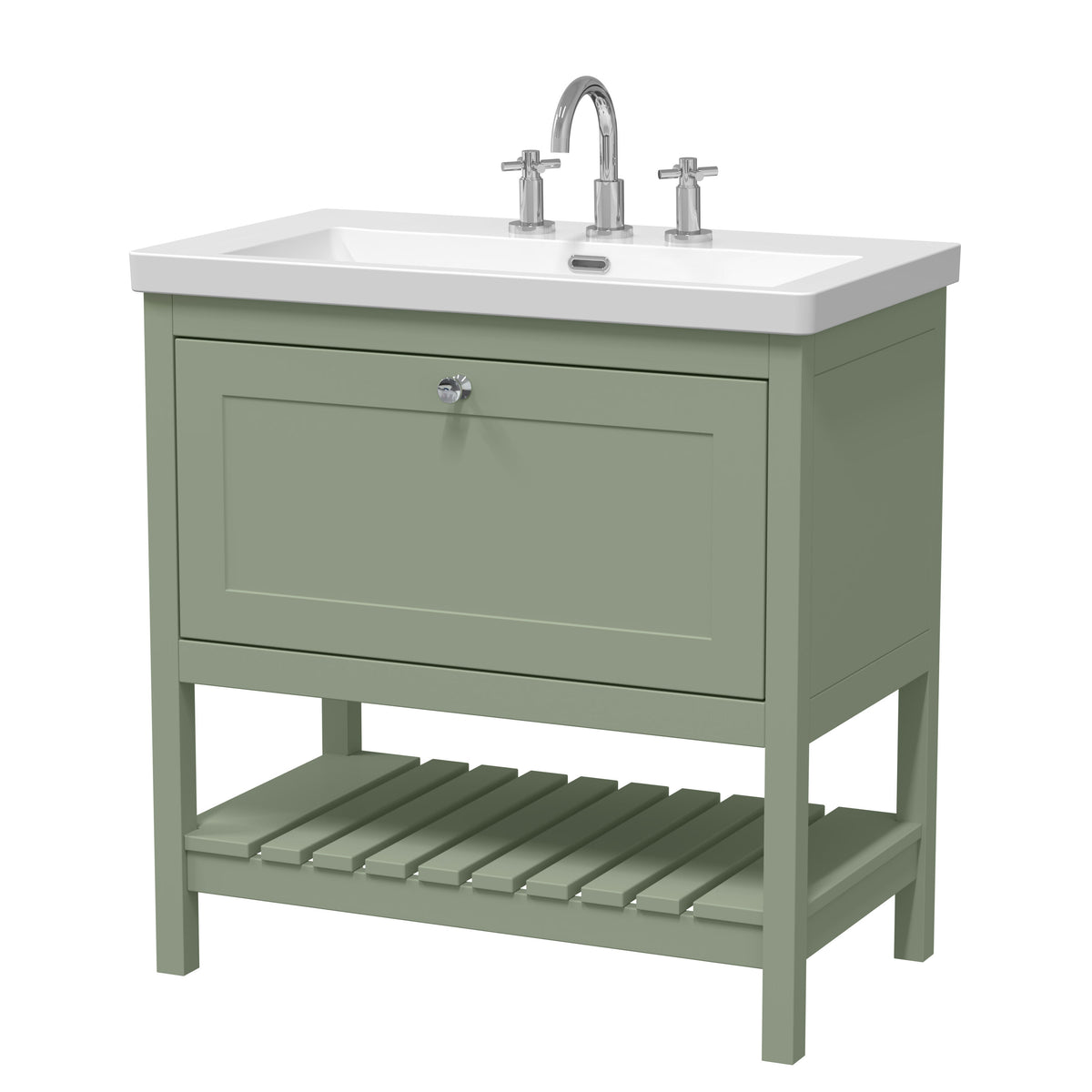 Hudson Reed Old London Bexley 500/600/800mm 1 Drawer Floor Standing Vanity Unit & Basin