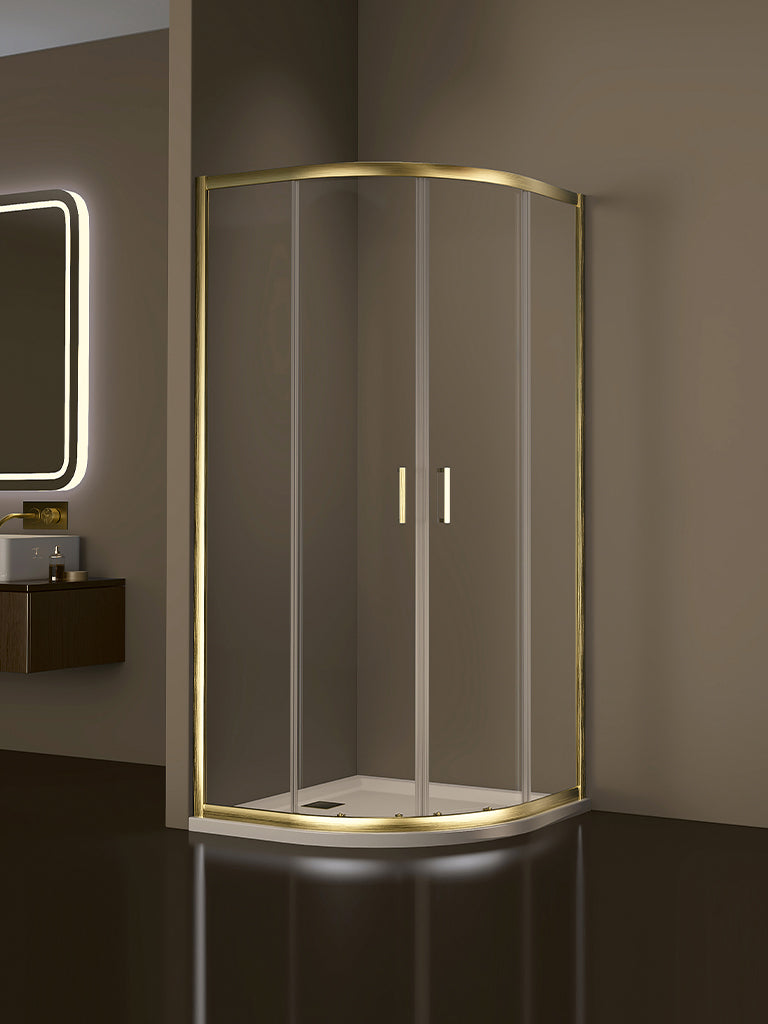 Giavani Intro 6mm Double Door Quadrant Enclosures Brushed Brass
