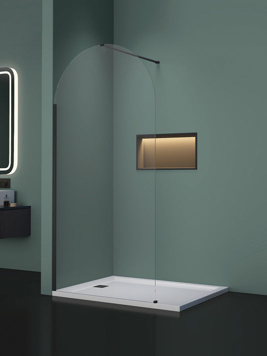Giavani Arched Wetroom Screen Black