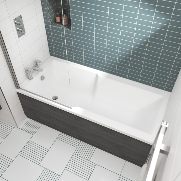 Square Straight Shower Bath 1700 x 750mm includes Legs