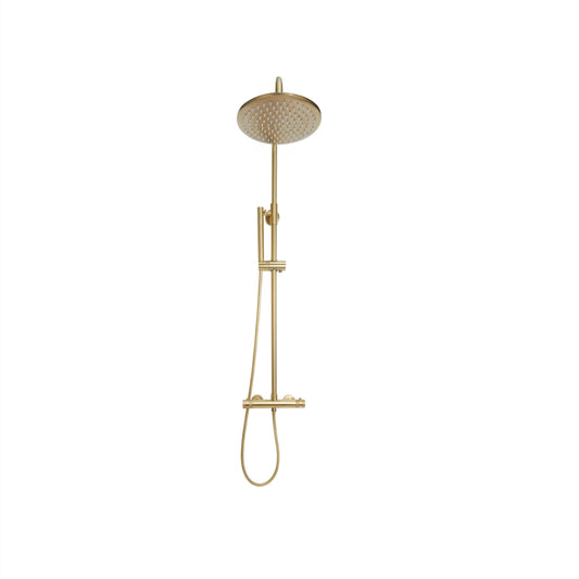 Scudo Core Brushed Brass Round Rigid Riser Bar Showers