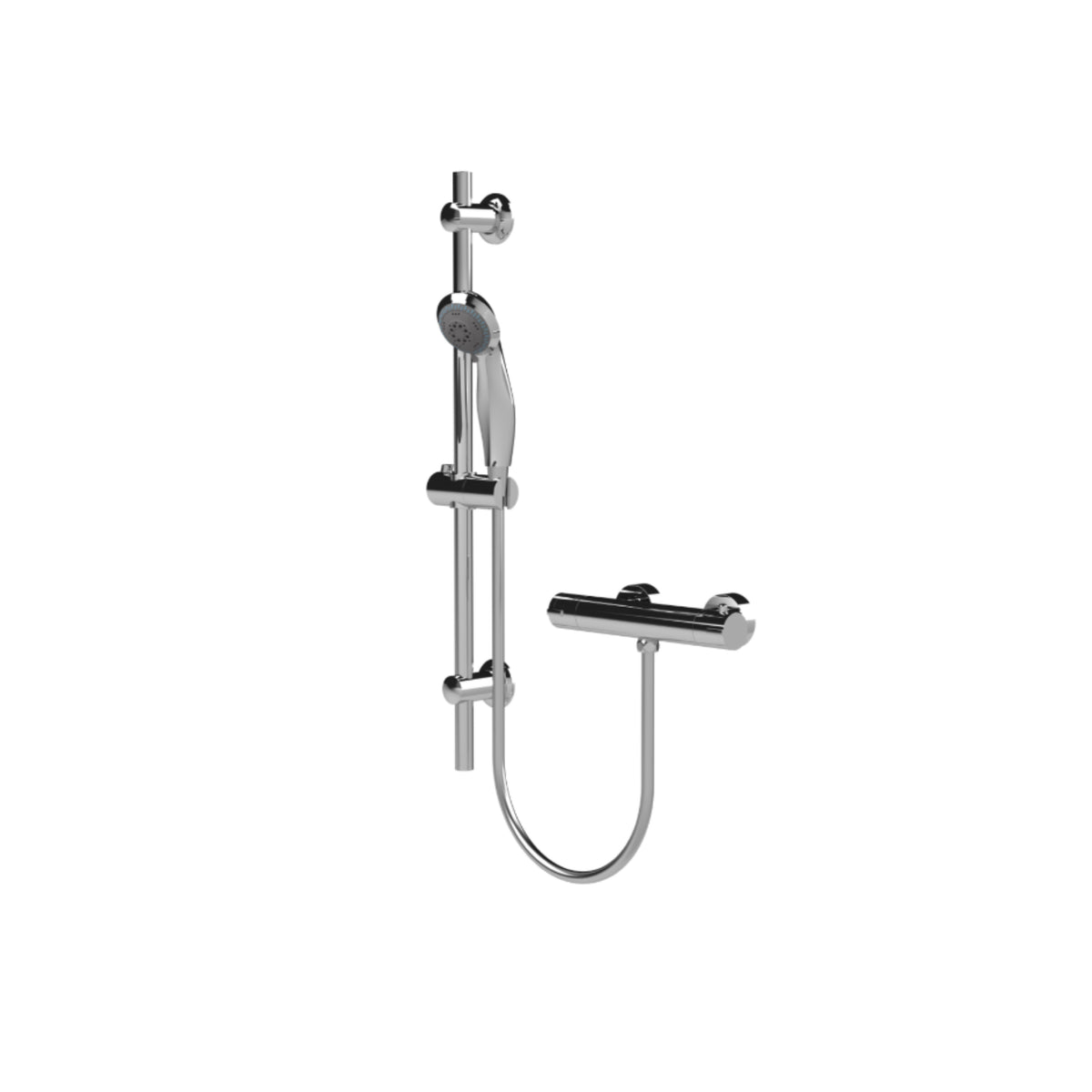 Nuie VBS028K Round Chrome Bar Shower with Adjustable Slide Rail Kit
