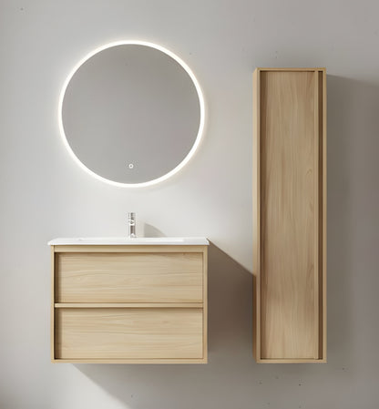 Alan T. Carr 600mm Row Light Oak Wall Hung 2 Drawer Unit & Basin