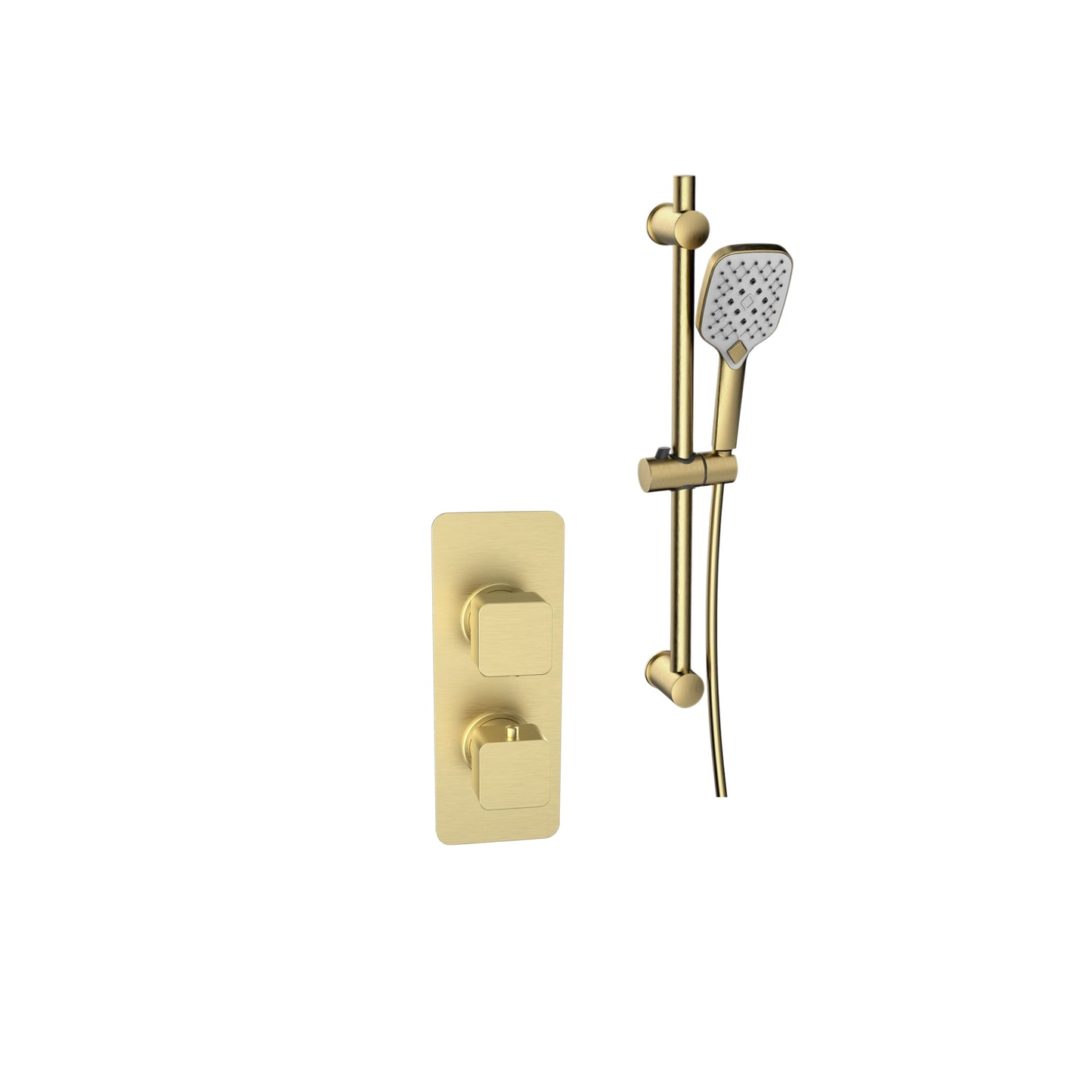 K Vit Kolt Options 4 Thermostatic Shower With Adjustable Slide Rail Kit Brushed Brass