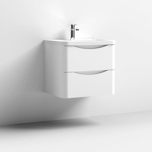 Nuie Halite Larisa Waterproof Wall Hung 600/800mm 2 Drawer Satin White