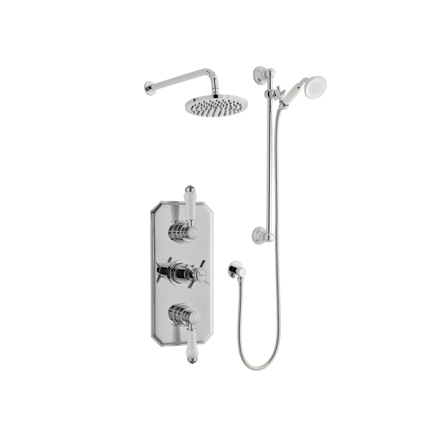 Klassique Option 3 Thermostatic Concealed Shower with Adjustable Slide Rail Kit and Overhead Drencher