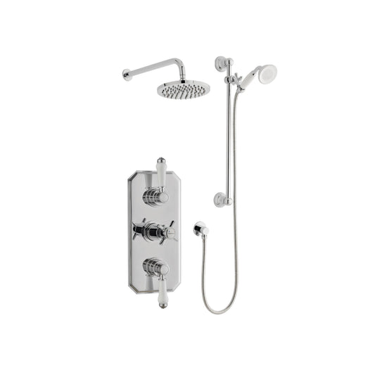 Klassique Option 3 Thermostatic Concealed Shower with Adjustable Slide Rail Kit and Overhead Drencher