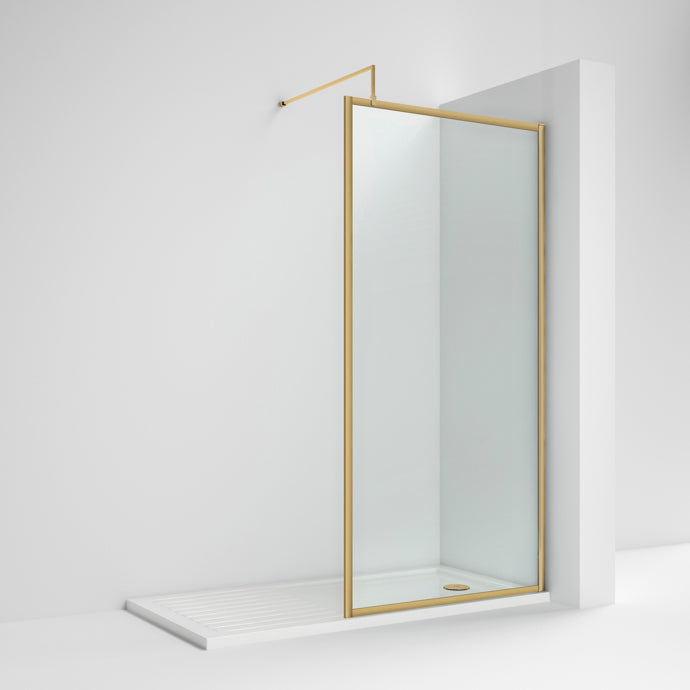 Nuie Brushed Brass Full Outer Frame Wetroom Screens