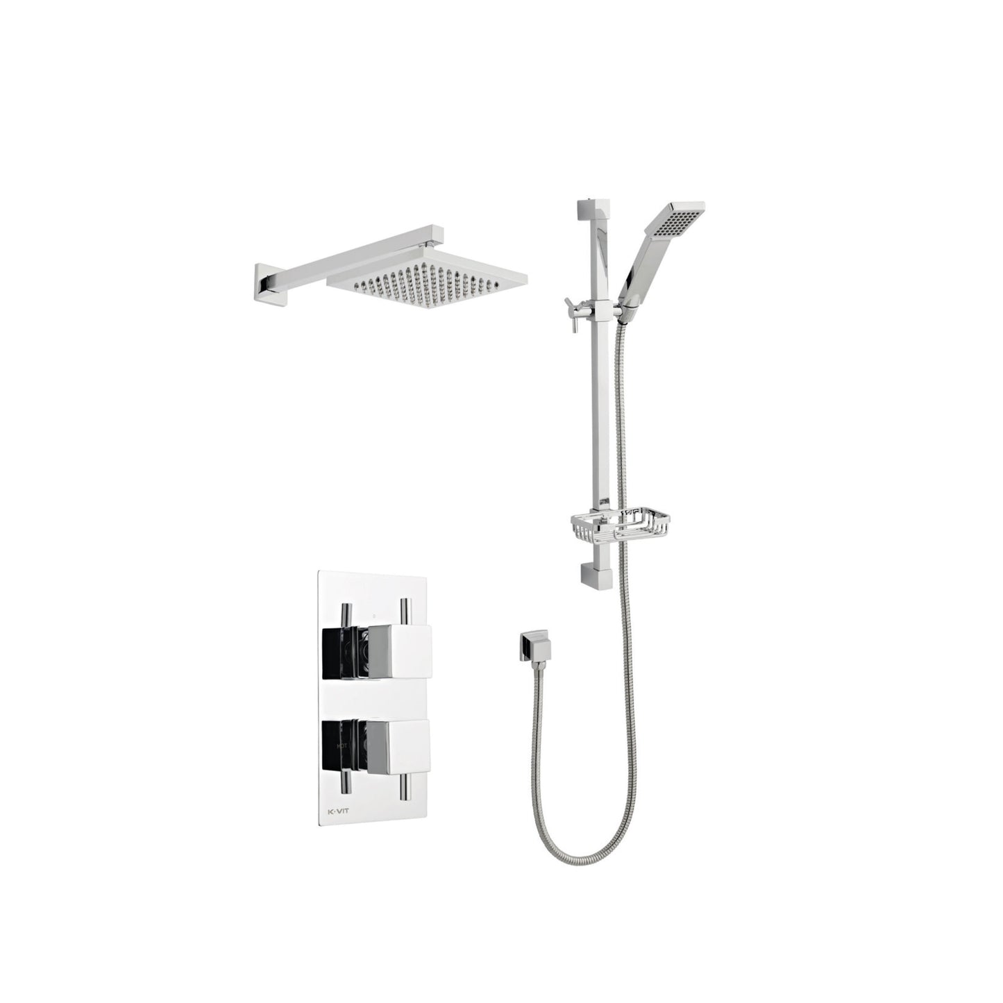 Pure Option 3 Thermostatic Concealed Shower with Adjustable Slide Rail Kit and Overhead Drencher