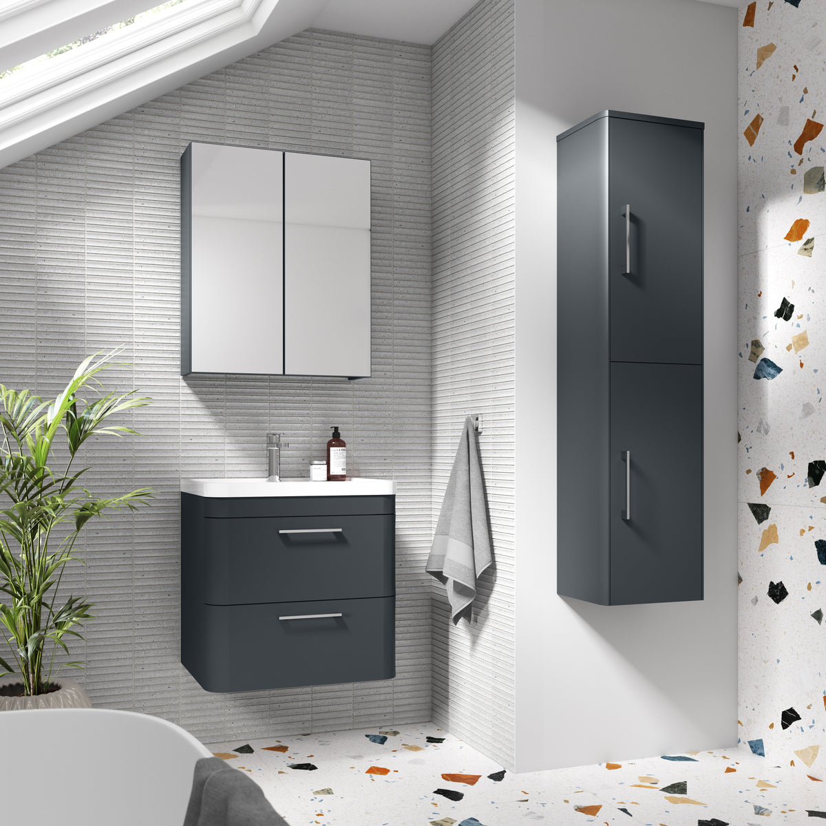Nuie Parade Wall Hung 2 Drawer Unit 600/800mm. Various Colors