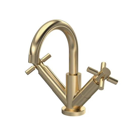 Tec Crosshead/Lever Brushed Brass Basin/Bath Taps