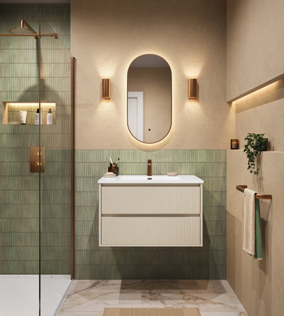 Scudo Linear Square 600/800mm Wall Hung Cabinet & Basin