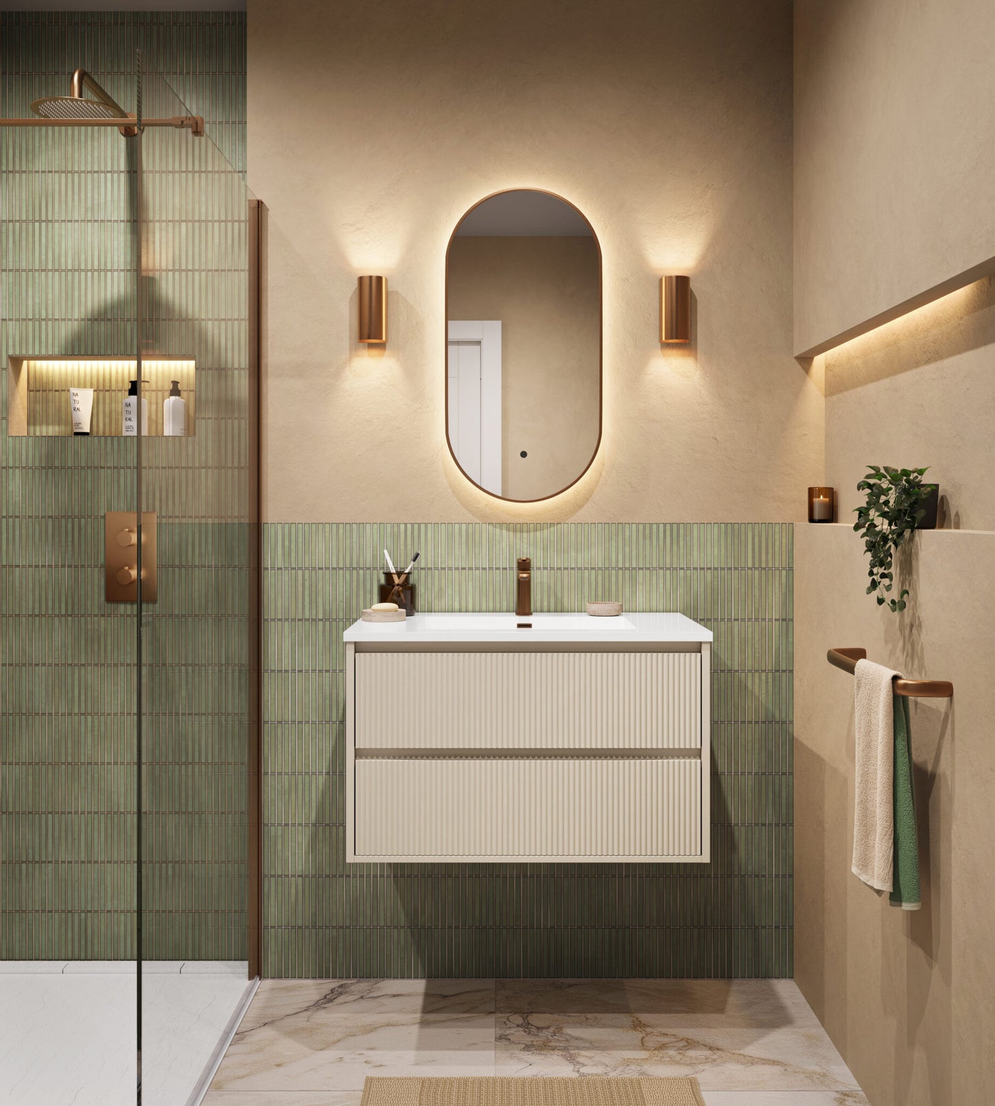 Scudo Linear Square 600/800mm Wall Hung Cabinet & Basin