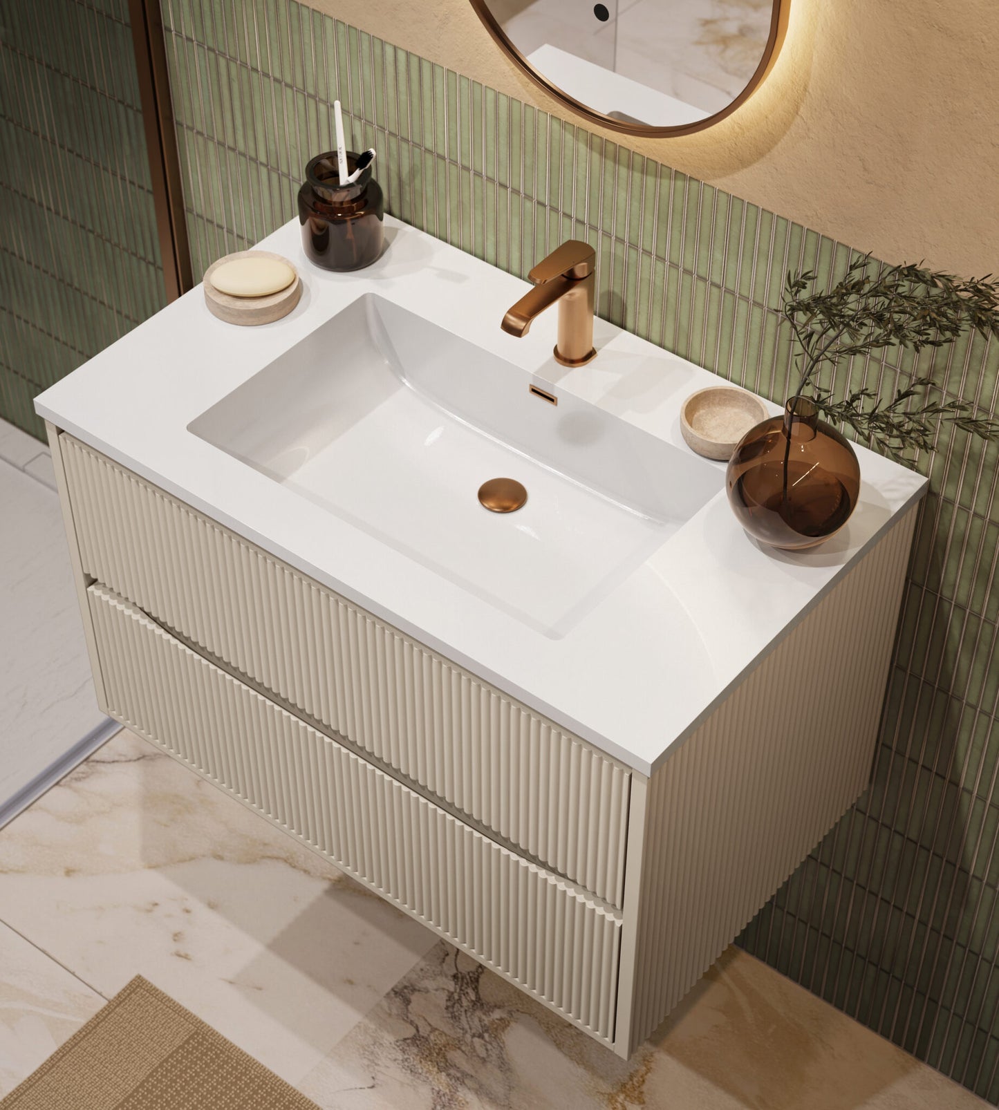 Scudo Linear Square 600/800mm Wall Hung Cabinet & Basin