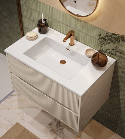 Scudo Linear Square 600/800mm Wall Hung Cabinet & Basin