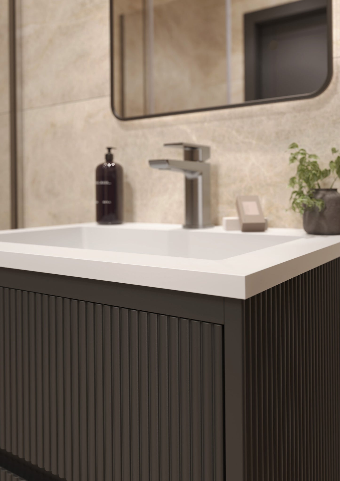 Scudo Linear Square 600/800mm Wall Hung Cabinet & Basin