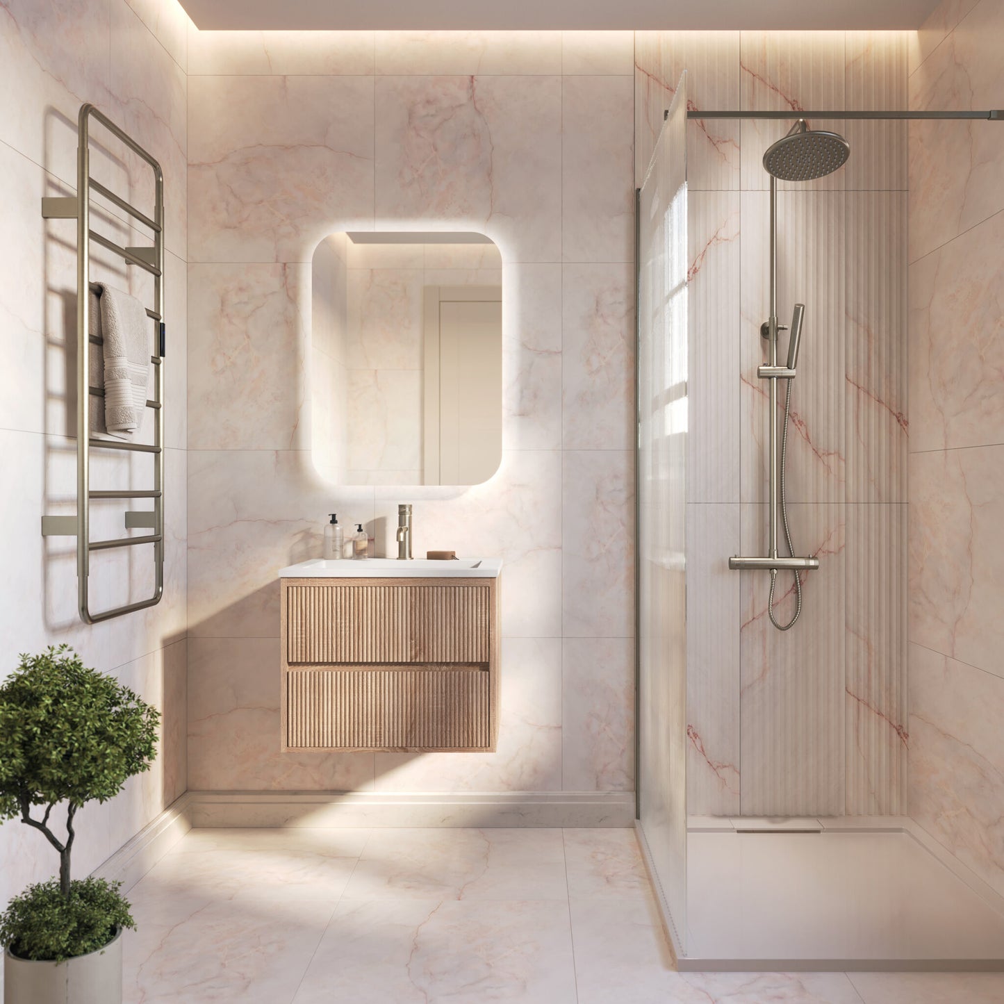 Scudo Linear Square 600/800mm Wall Hung Cabinet & Basin