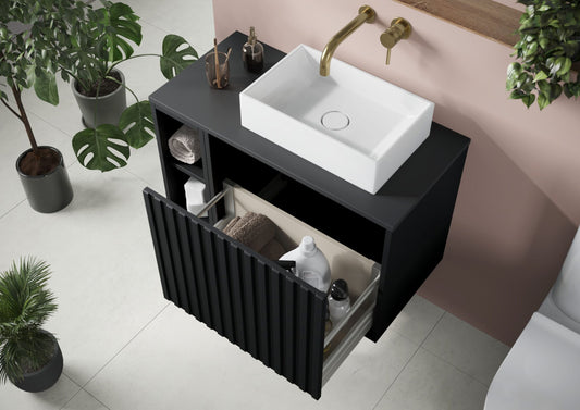 Scudo Alfie 800 Cabinet Including Side Storage, Worktop & Basin