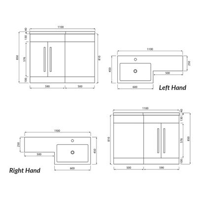 Scudo Lili 1100mm L Shape Combination Furniture Pack. Everything included