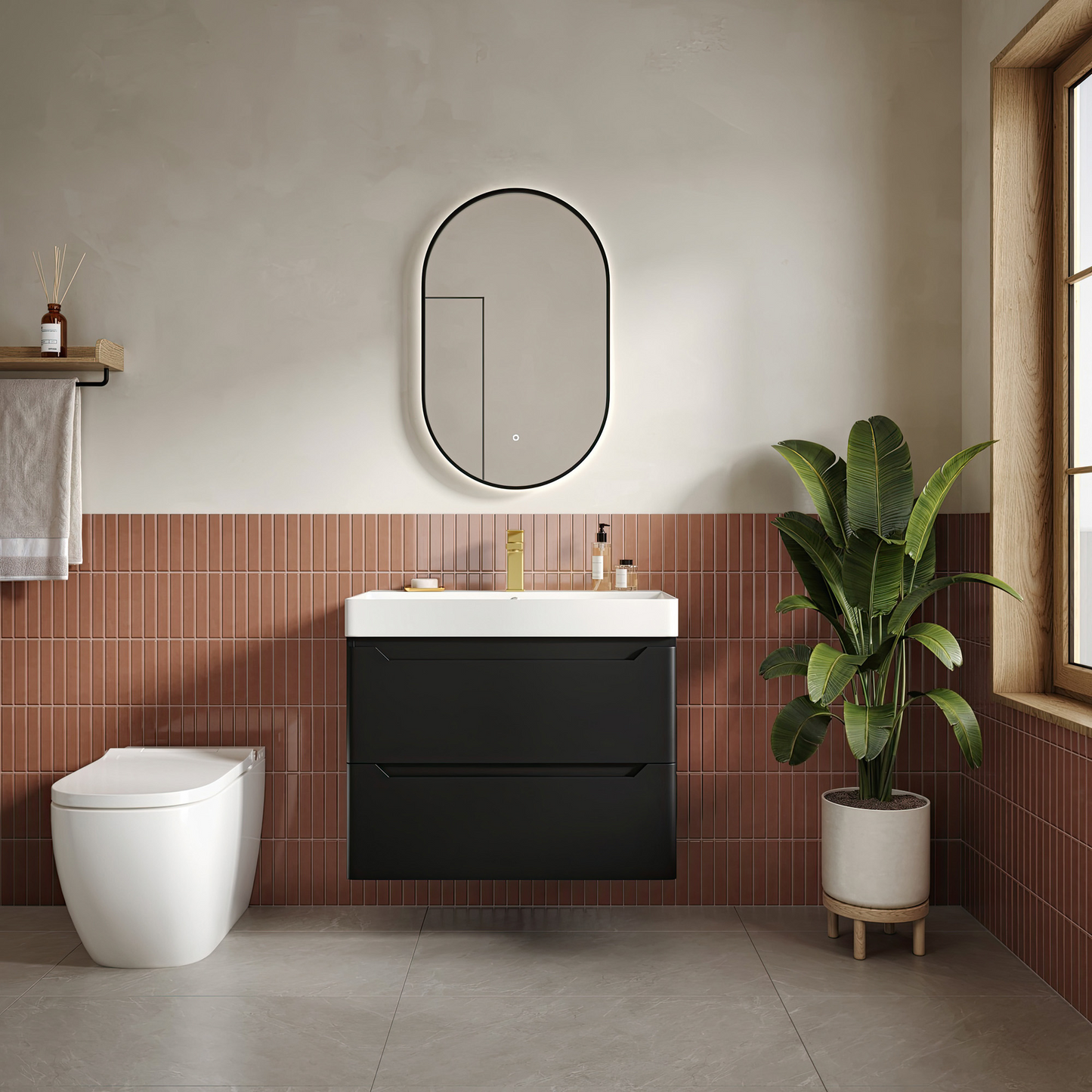 Giavani Sienna Wall Hung 600/800mm Vanity Matt Black