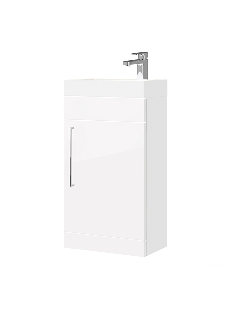 Giavani Edge Floor Standing 400mm Cloakroom vanity Unit & Basin White