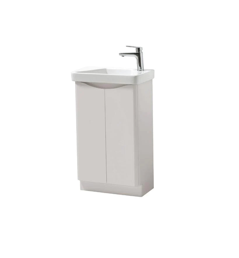 Arc 500mm Floorstanding Cloakroom 2 Door Unit & Ceramic Basin - H840xW500xD290