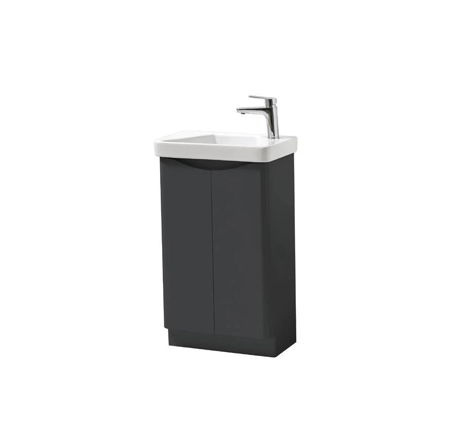 Arc 500mm Floorstanding Cloakroom 2 Door Unit & Ceramic Basin - H840xW500xD290