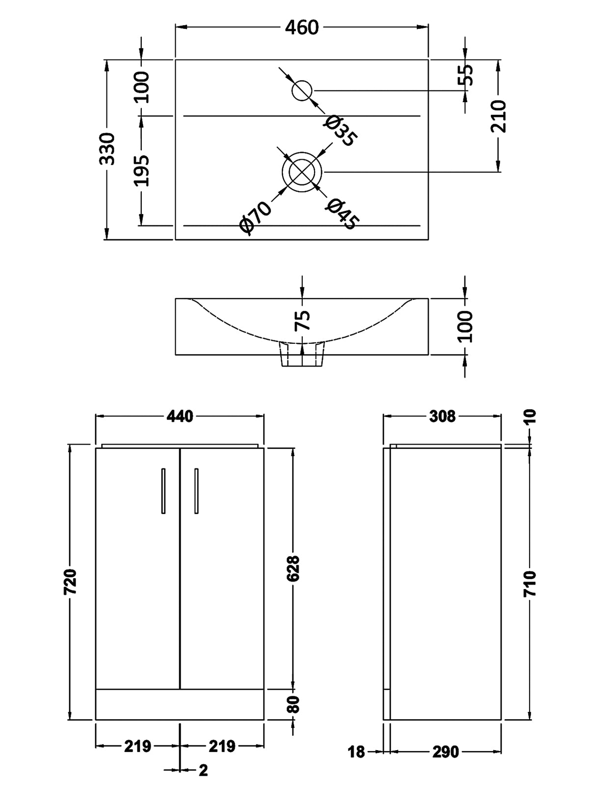 Mayford 450mm Cabinet & Basin