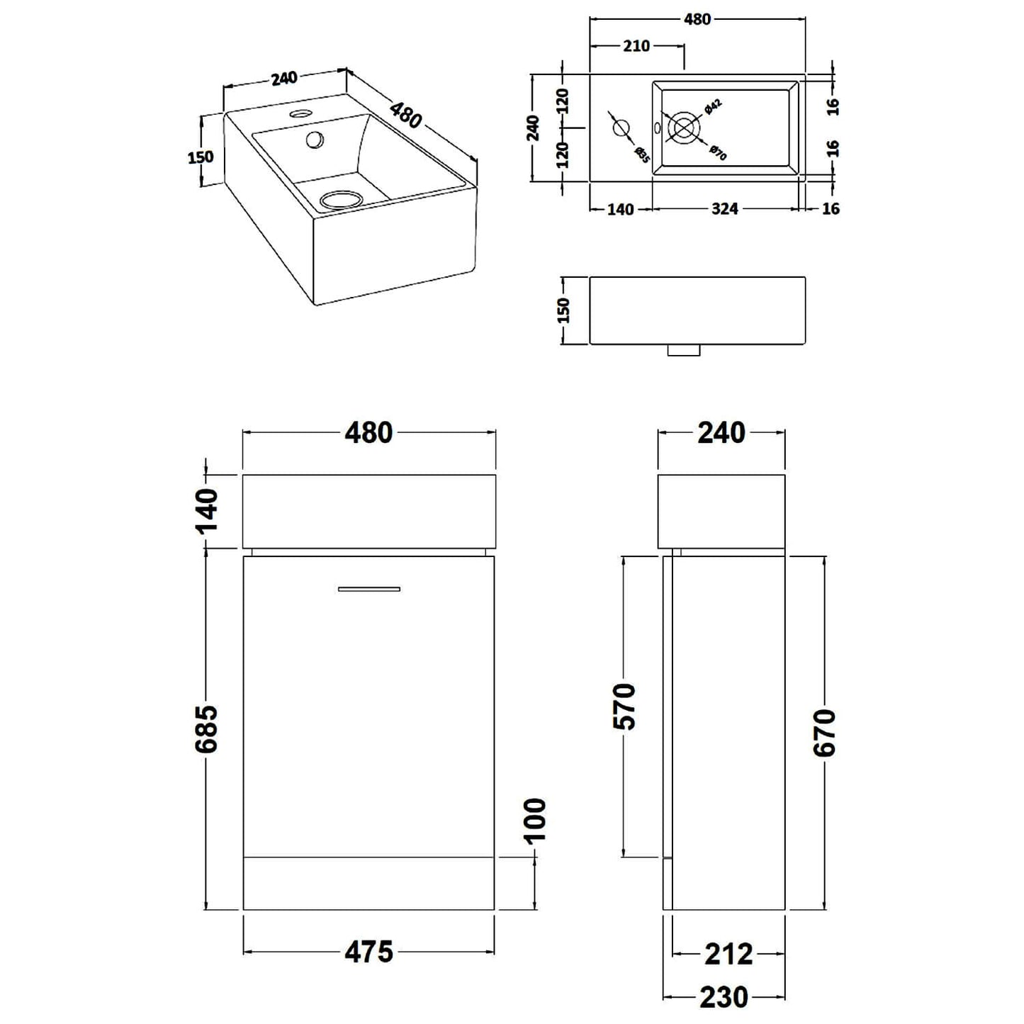 Mayford 480mm Cabinet & Basin