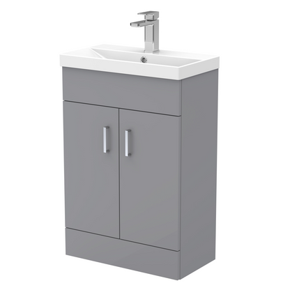 Nuie Turin Compact 550mm 2 Door Unit & Basin Floor Standing