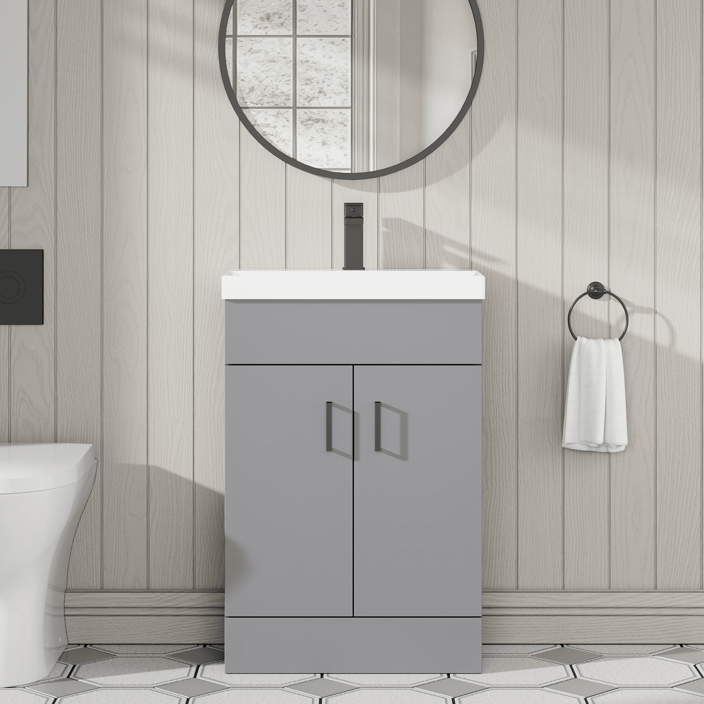 Nuie Turin Compact 550mm 2 Door Unit & Basin Floor Standing