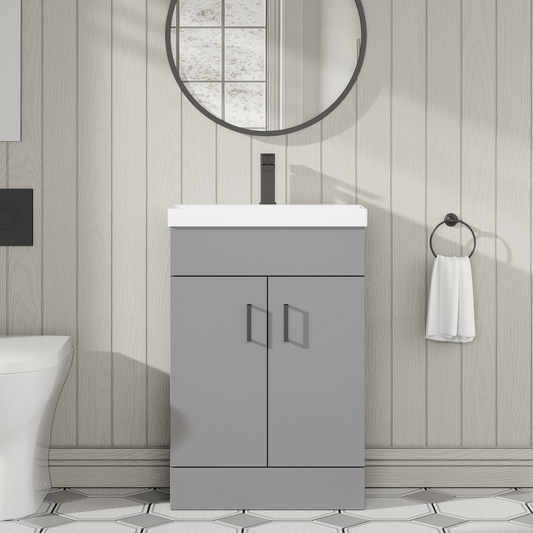 Nuie Turin Compact 550mm 2 Door Unit & Basin Floor Standing