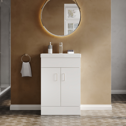Nuie Turin Compact 550mm 2 Door Unit & Basin Floor Standing