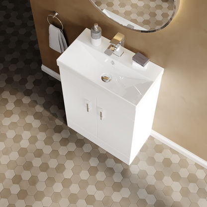 Nuie Turin Compact 550mm 2 Door Unit & Basin Floor Standing