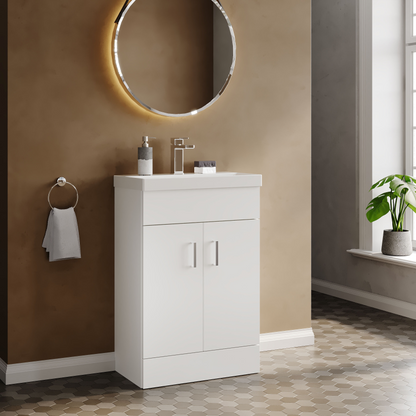 Nuie Turin Compact 550mm 2 Door Unit & Basin Floor Standing