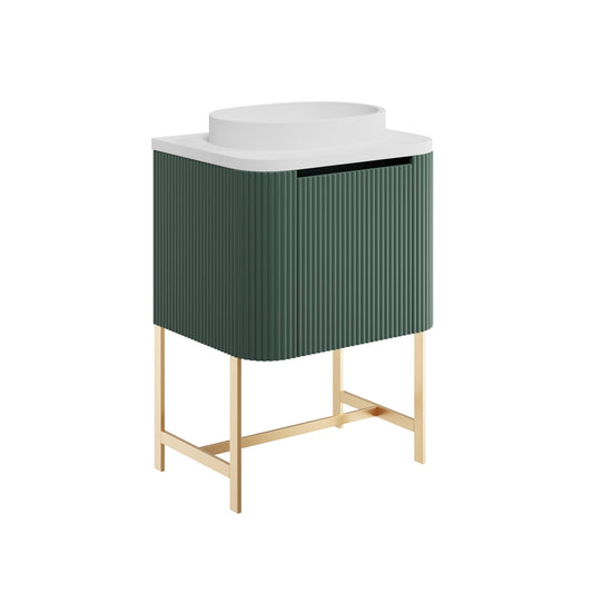 Scudo Linear Curve 600 Floor Standing Cabinet, Countertop, Basin & Frame