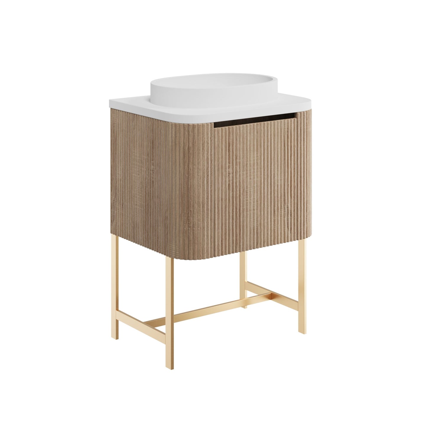 Scudo Linear Curve 600 Floor Standing Cabinet, Countertop, Basin & Frame