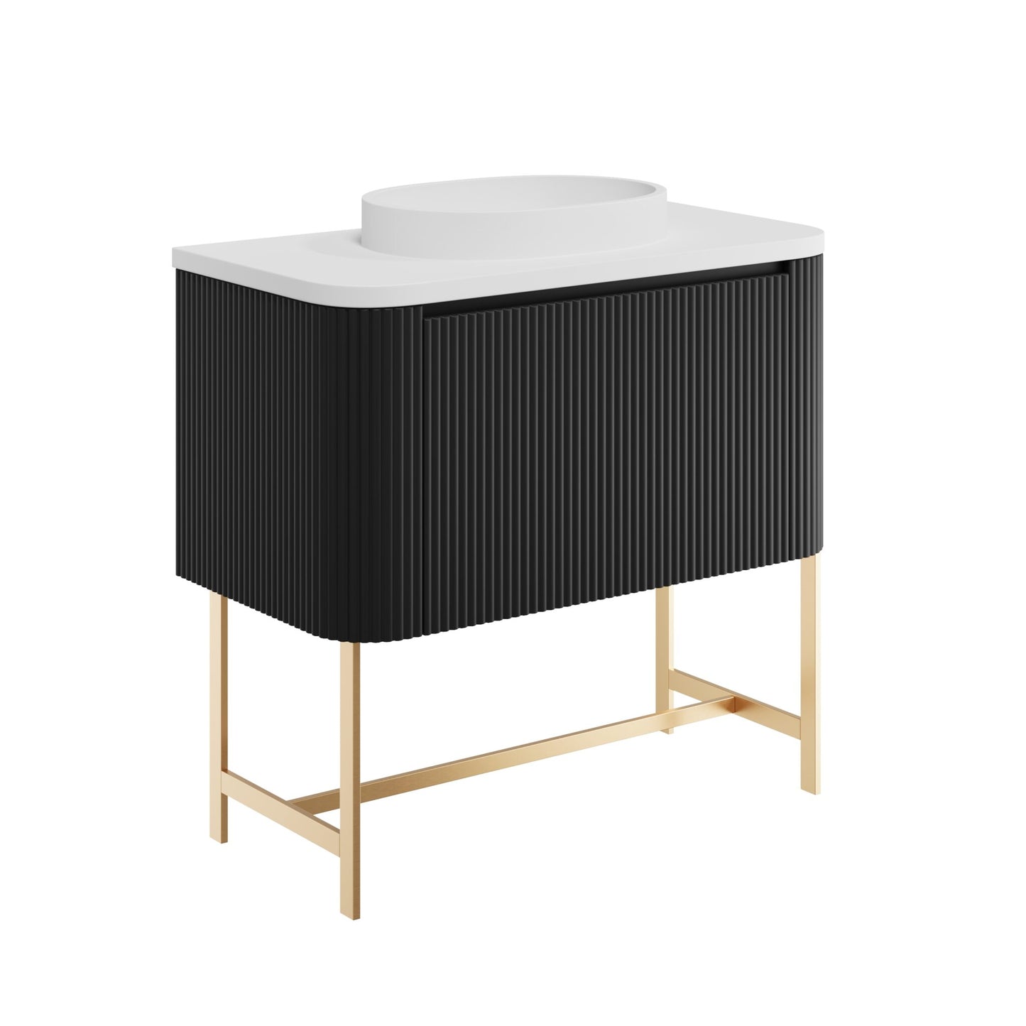 Scudo Linear Curve 600/900 Floor Standing Cabinet, Countertop Basin & Frame