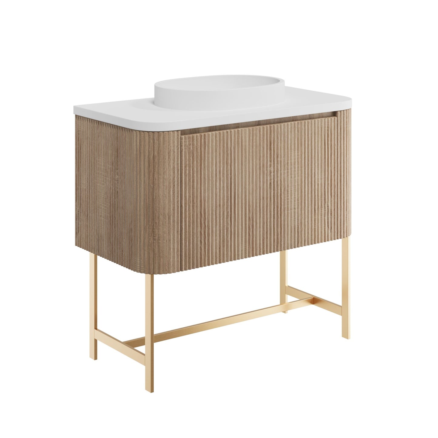 Scudo Linear Curve 600/900 Floor Standing Cabinet, Countertop Basin & Frame