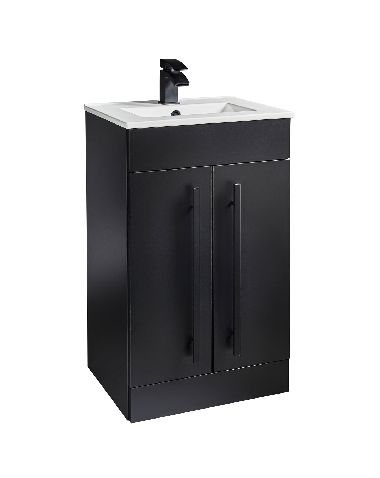 Purity 500mm Floor Standing 2 Door Unit & Ceramic Basin - Purity Nero