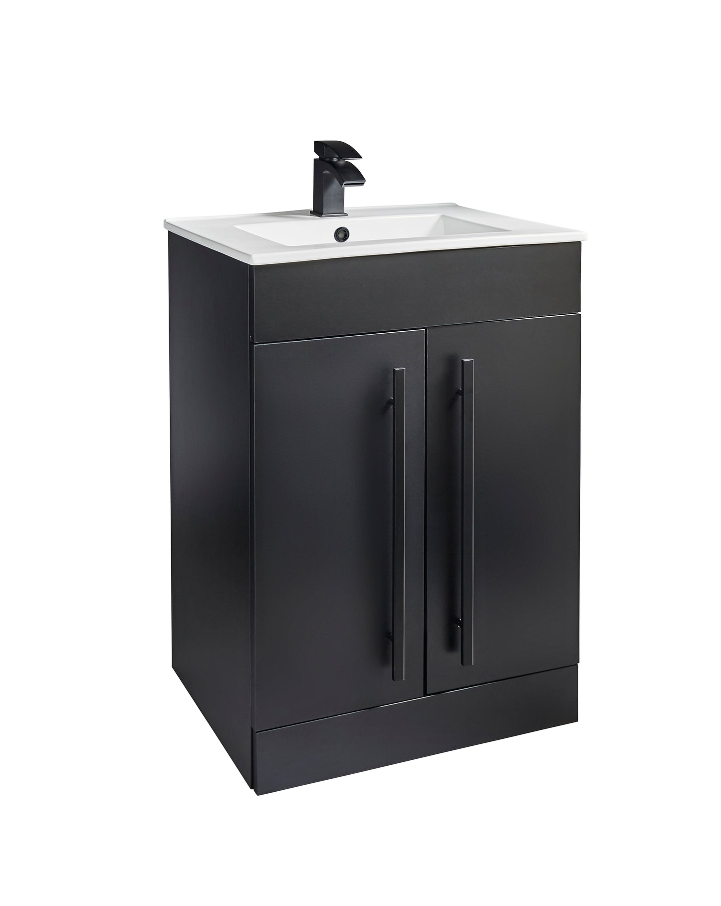 Purity 600mm Floor Standing 2 Door Unit & Ceramic Basin - Purity Nero