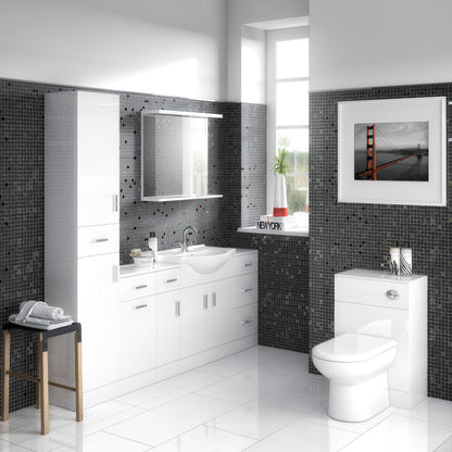 Nuie Axis Satin White/Soft Black 500mm WC Cabinet