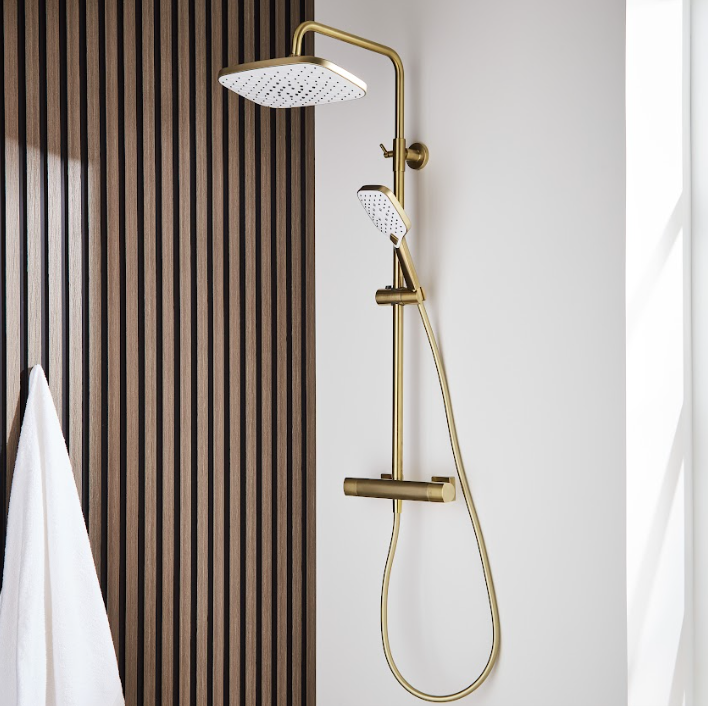 Kolt Dual Brushed Brass Shower